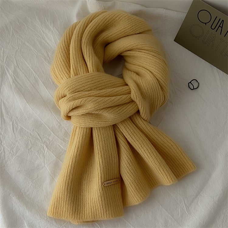 100 Australian Wool Knitted Cashmere Scarf Women'S All-Match Solid Color Scarf Winter Day Gift For Boys - Image 1