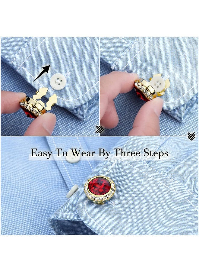 HAWSON Birthstone Button Cover Cufflinks For Men,Shiny 18K Gold Tone Dress Shirt And Tux Shirt Accessories,Birthday Christmas Wedding Gifts - Image 4