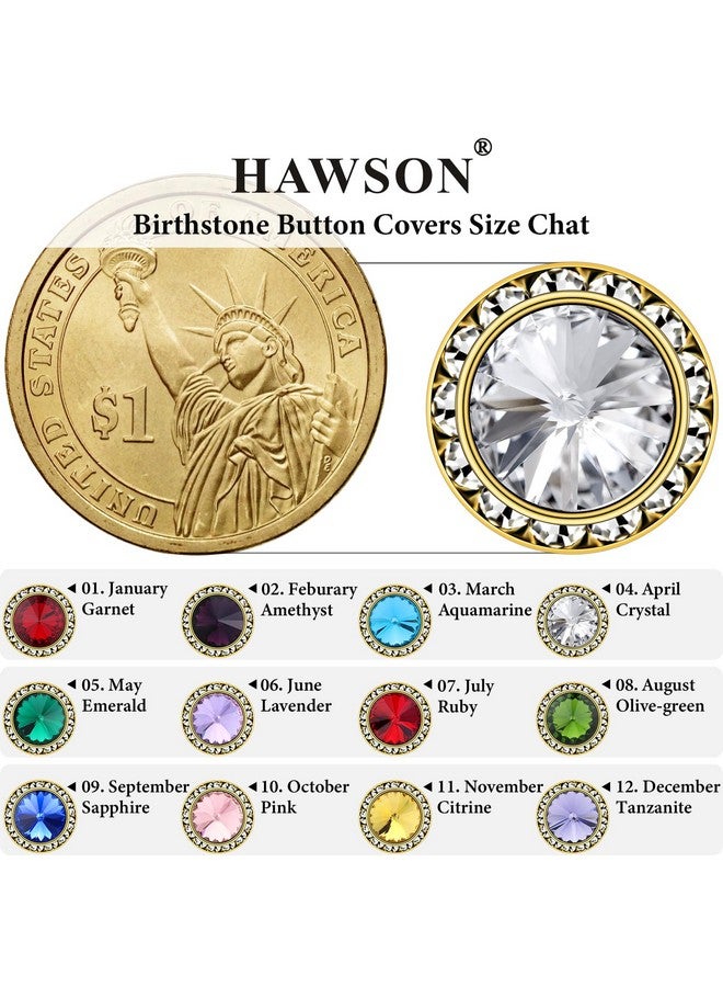 HAWSON Birthstone Button Cover Cufflinks For Men,Shiny 18K Gold Tone Dress Shirt And Tux Shirt Accessories,Birthday Christmas Wedding Gifts - Image 5