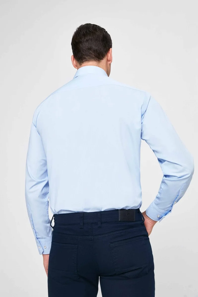 D'S DAMAT Regular Fit Blue Plain Easy Iron Shirt 2HE02TR00289M