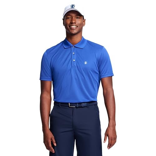 IZOD Men's Classic Performance Golf Grid Polo, Cobalt Blue, L - Image 1