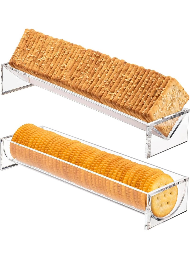 X Vision 2Pcs Cracker Serving Tray, Clear Cracker Holder, Transparent Macaron Display Tray, Acrylic Cracker Serving Stand, Rectangular Cracker Holder, Multipurpose Biscuit Holder for Home Party Food Display - Image 1