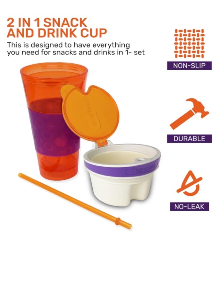 Travel Snack u0026 Drink Cup with Straw - Image 2
