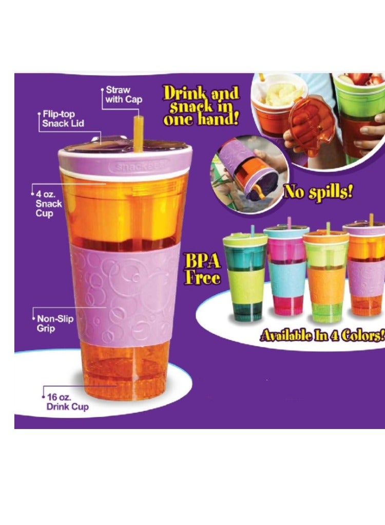 Travel Snack u0026 Drink Cup with Straw - Image 4