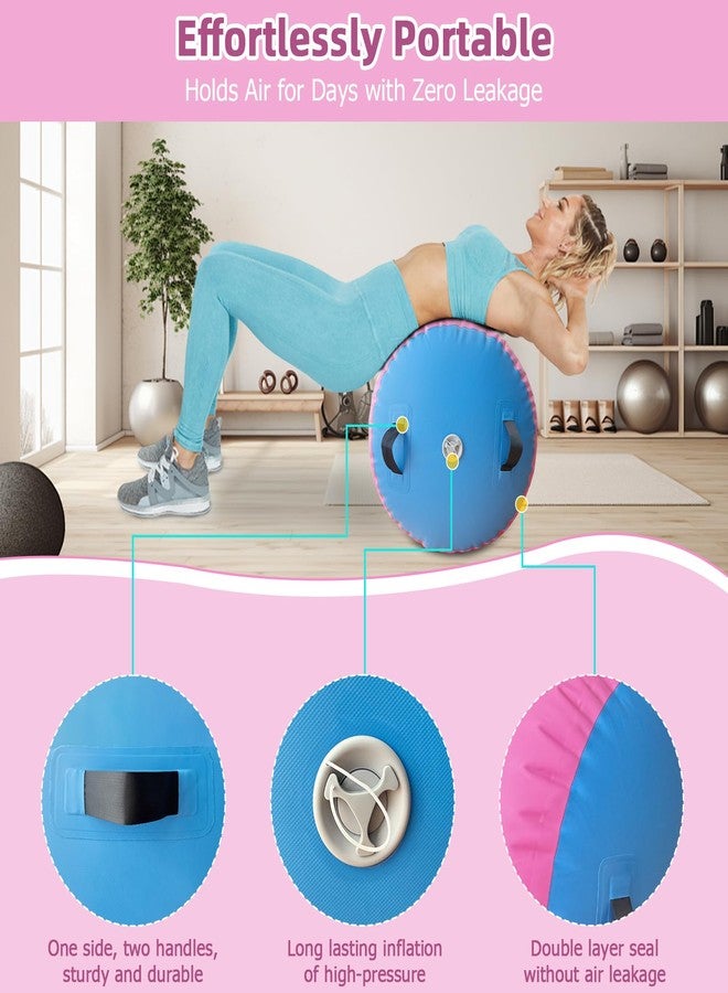 Vapaus Gymnastics Air Barrel Inflatable Tumbling Roller Mat Back Handspring Trainer Air Tumbler Octagon Barrel Gymnastics Equipment for Tumble Track Cheerleading Yoga Training Durable AntiSlip Double Seal Without Pump (Light Blue/Pink, (L)39.3inch x (Diameter)23.6inch) - Image 2