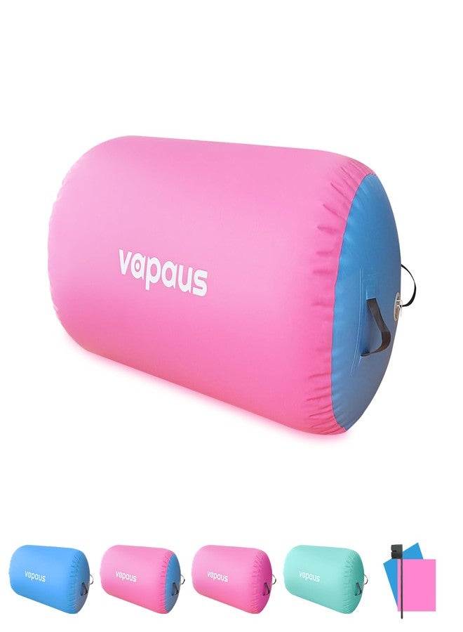 Vapaus Gymnastics Air Barrel Inflatable Tumbling Roller Mat Back Handspring Trainer Air Tumbler Octagon Barrel Gymnastics Equipment for Tumble Track Cheerleading Yoga Training Durable AntiSlip Double Seal Without Pump (Light Blue/Pink, (L)39.3inch x (Diameter)23.6inch) - Image 1