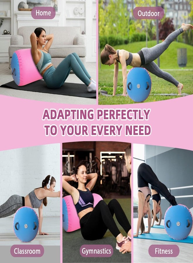 Vapaus Gymnastics Air Barrel Inflatable Tumbling Roller Mat Back Handspring Trainer Air Tumbler Octagon Barrel Gymnastics Equipment for Tumble Track Cheerleading Yoga Training Durable AntiSlip Double Seal Without Pump (Light Blue/Pink, (L)39.3inch x (Diameter)23.6inch) - Image 5