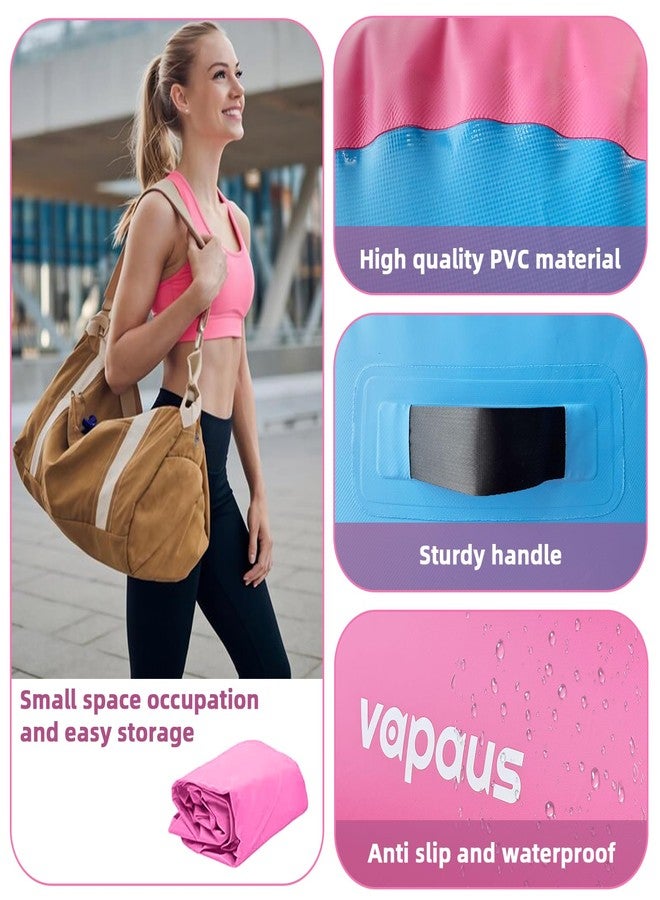 Vapaus Gymnastics Air Barrel Inflatable Tumbling Roller Mat Back Handspring Trainer Air Tumbler Octagon Barrel Gymnastics Equipment for Tumble Track Cheerleading Yoga Training Durable AntiSlip Double Seal Without Pump (Light Blue/Pink, (L)39.3inch x (Diameter)23.6inch) - Image 3