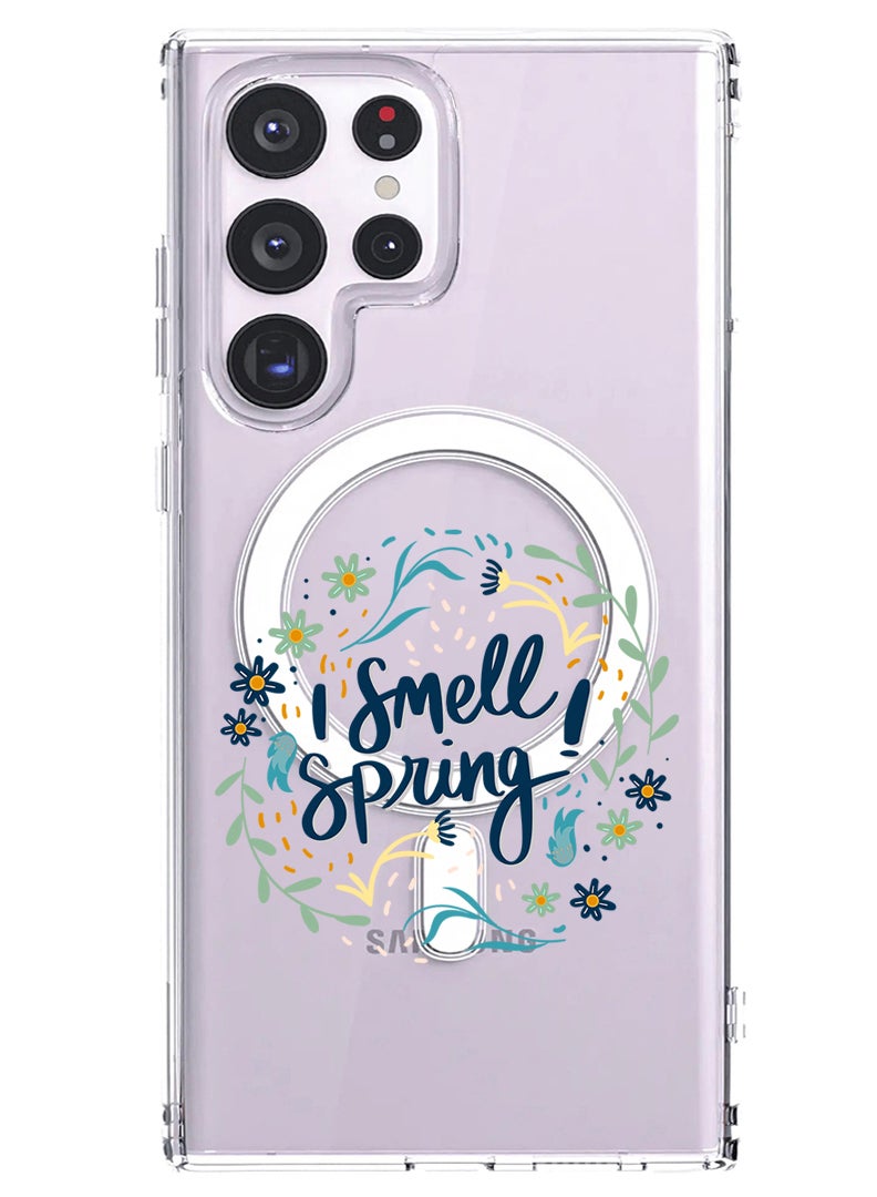 Theodor Magnetic Case for Samsung Galaxy S23 Ultra 6.8-inch Compatible with MagSafe Wireless Charging, Shockproof Phone Bumper Cover I smell Spring - Image 1