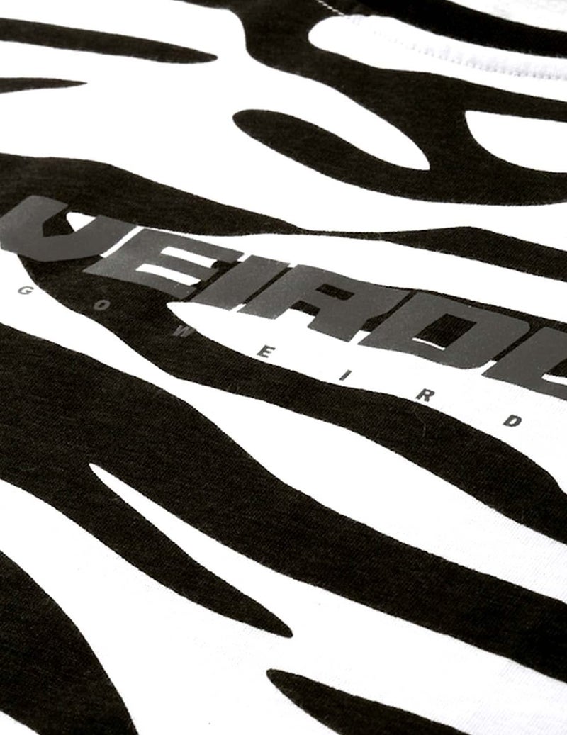 Veirdo Black and White Oversized Cotton Animal Print Crew Neck T-Shirt for Women - Image 4