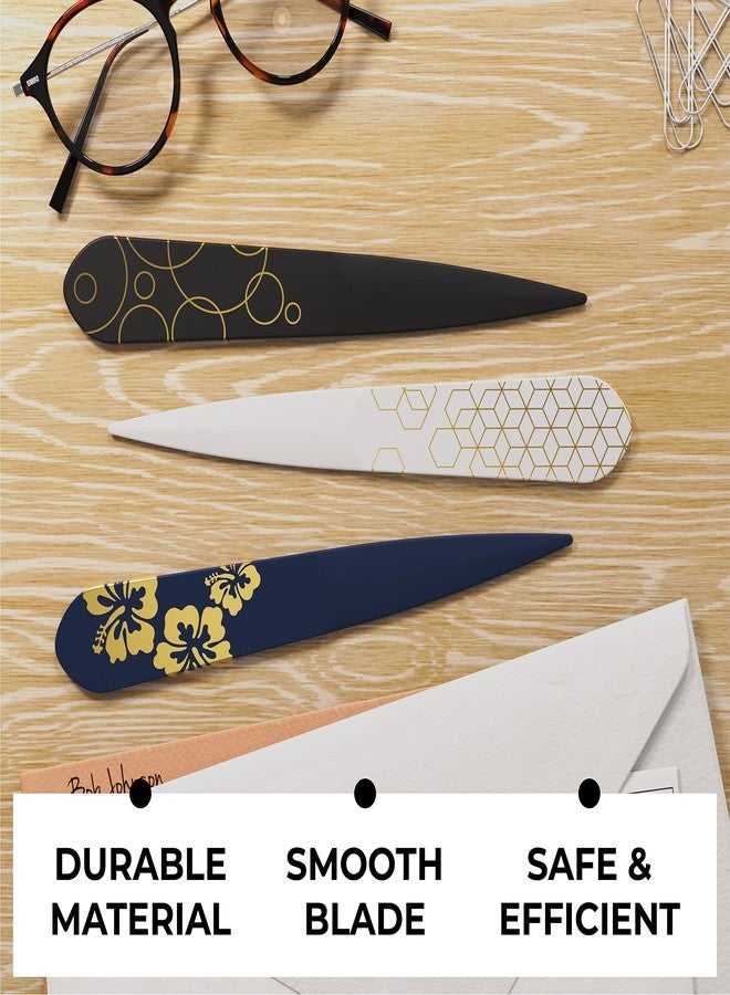 Uncommon Desks Letter Opener - 3 Pack Plastic Letter Opener with Trendy Designs, Safe Plastic Edge, Wide Ergonomic Handle for Comfort and Grip - Image 5