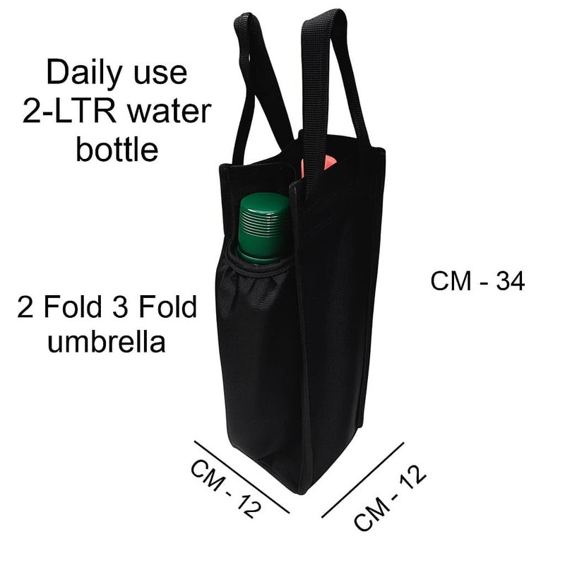 Aklima 2-Litre Water Bottle & Umbrella Carrier Bag | Carry Umbrella and Water Bottle with Handle | Eco-Friendly Bottle and Umbrella Cover for School,Office,Travel,Hiking,Gym,Picnic & Daily Use(Black) - Image 4