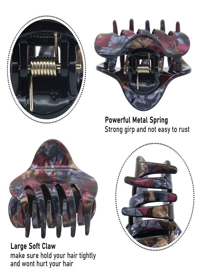 كاريد مشابك شعر كاريد بتصميم صدفة السلحفاة، مشابك شعر أكريليك متوسطة الحجم 2.4 بوصة، مشابك شعر فرنسية قوية التثبيت مانعة للانزلاق، مشابك شعر أنيقة بنقشة جلد النمر للنساء والفتيات، عبوة من 6 قطع - Image 3
