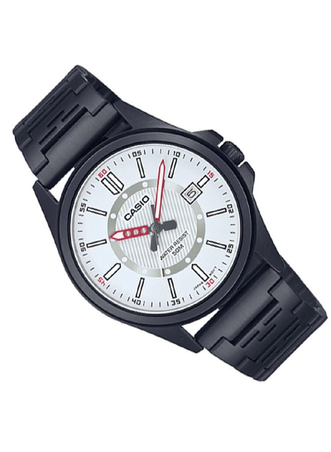 CASIO Men Watch Analog White Dial Stainless Steel Black Ion Plated Band And Case MTP-E700B-7EVDF - Image 2