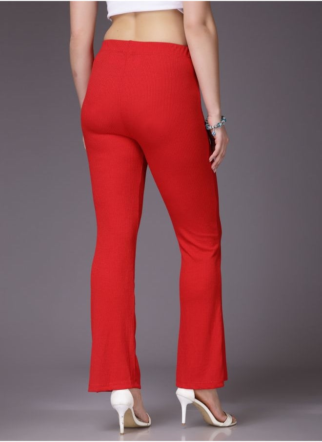 Freehand Women Fit and Flared Solid Mid-Rise Trousers  - Image 2
