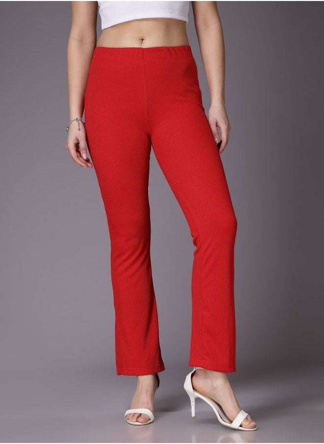 Freehand Women Fit and Flared Solid Mid-Rise Trousers  - Image 3