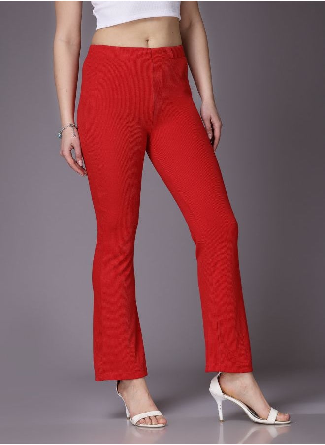 Freehand Women Fit and Flared Solid Mid-Rise Trousers  - Image 5