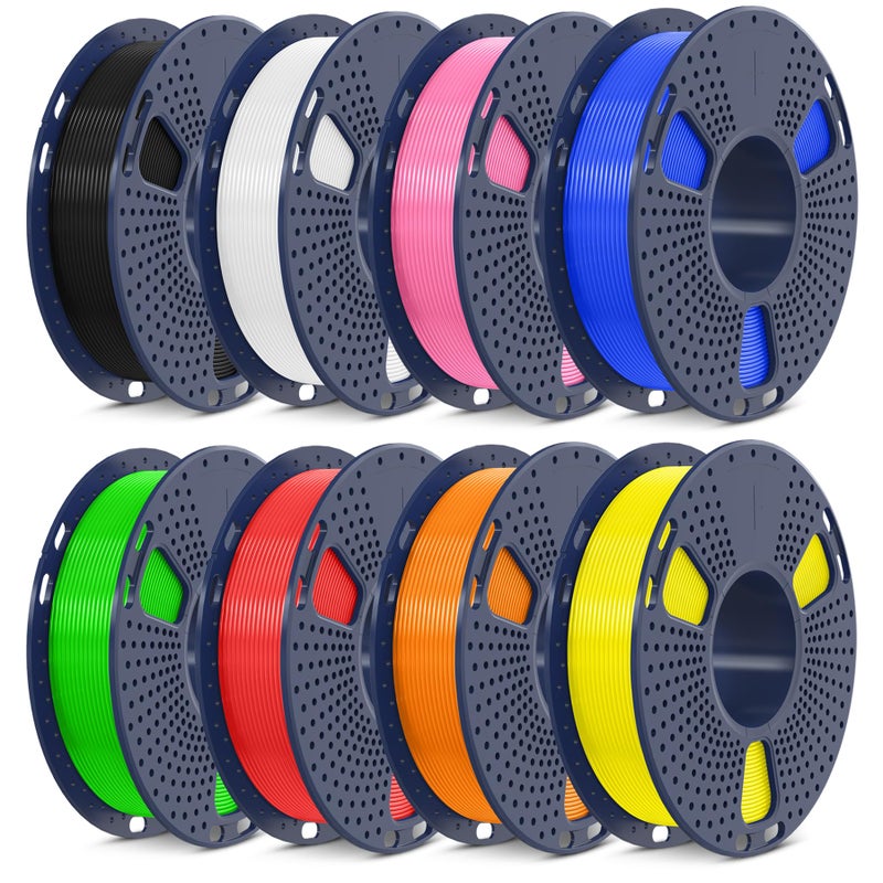 SUNLU High Speed PLA Filament Mini Pack, 30mm/s - 600mm/s Print Range, High Flow Speedy 3D Printer PLA Filament Bundle, 250g/Spool, Black+White+Green+Blue+Red+Orange+Yellow+Pink - Image 1