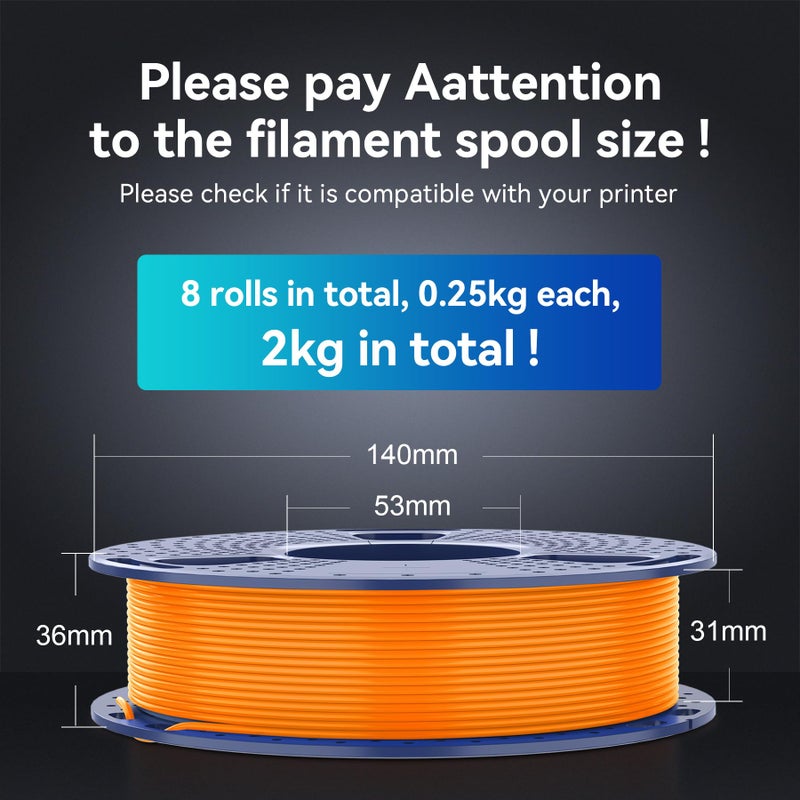 SUNLU High Speed PLA Filament Mini Pack, 30mm/s - 600mm/s Print Range, High Flow Speedy 3D Printer PLA Filament Bundle, 250g/Spool, Black+White+Green+Blue+Red+Orange+Yellow+Pink - Image 3