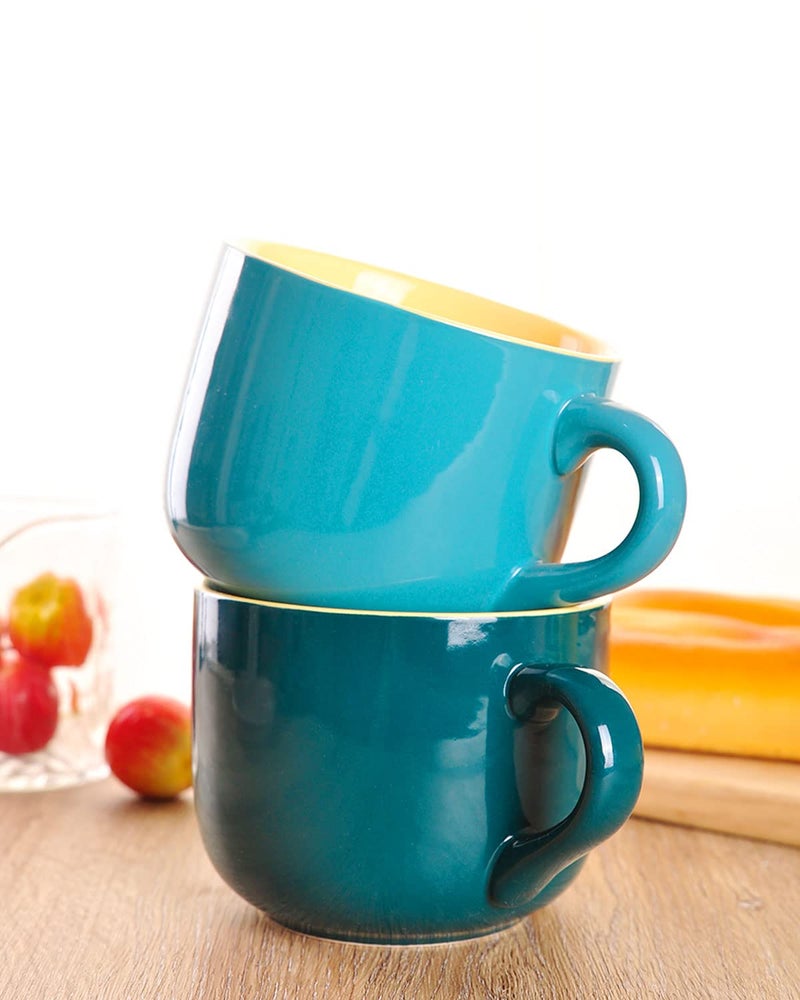 WHJY Simple Ceramic Soup Mugs with Lid, 22 oz Soup Cups with Handle, Microwave Oatmeal Bowl Coffee Mug with Lid and Handle for Milk, Tea, Fruit, Ice Cream Cereal Coffee - Dark Green - Image 5