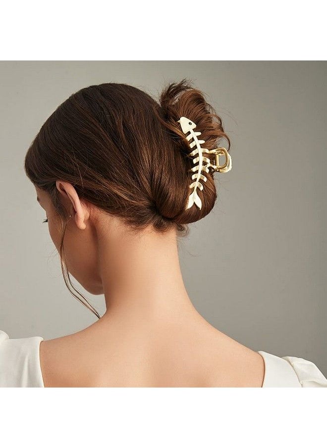 DonLeeving 3 Pack Large Metal Hair Claw Clips Fish Bone Shape Hairpin Fish Tail Hair Clips Nonslip Hair Clamps Hair Accessories For Thick Hair Thin Hair Hairstyling  - Image 4