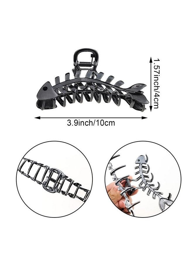 DonLeeving 3 Pack Large Metal Hair Claw Clips Fish Bone Shape Hairpin Fish Tail Hair Clips Nonslip Hair Clamps Hair Accessories For Thick Hair Thin Hair Hairstyling  - Image 3