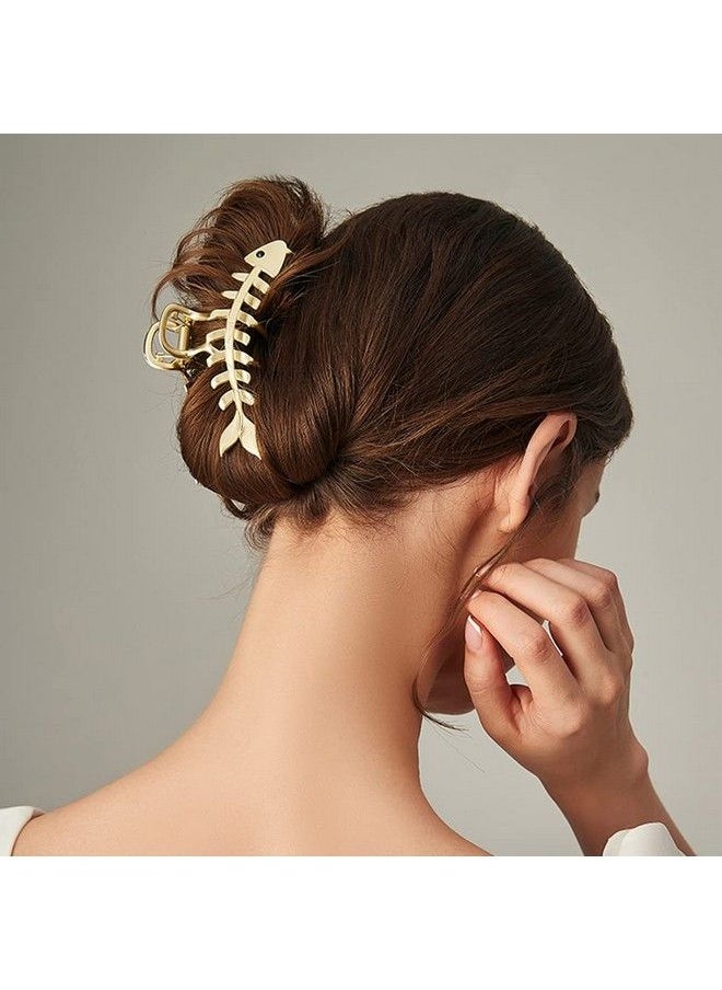 DonLeeving 3 Pack Large Metal Hair Claw Clips Fish Bone Shape Hairpin Fish Tail Hair Clips Nonslip Hair Clamps Hair Accessories For Thick Hair Thin Hair Hairstyling  - Image 5