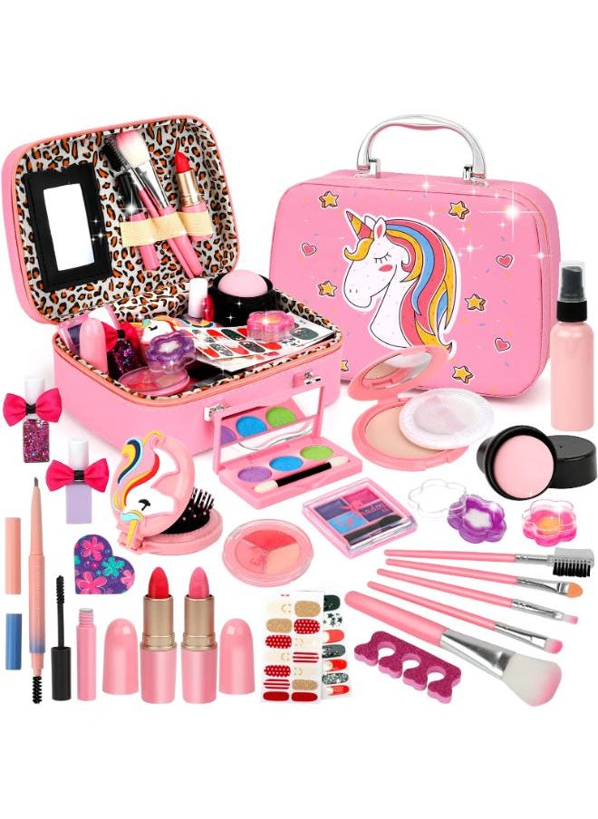 Flybay Children's Make-Up Toy, Children's Make-Up Case for Girls, Washable and Non-Toxic, Children's Make-Up Set, Christmas Birthday Halloween Gift for Girls 3 4 5 6 7 8+ Years 