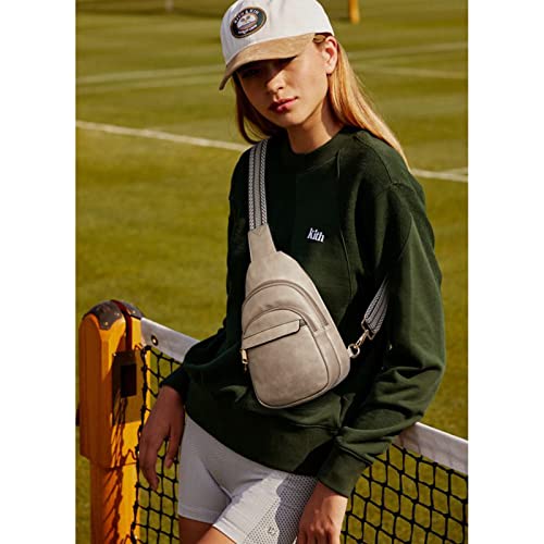 BOSTANTEN Small Sling Bag for Women Leather Crossbody Bags Fanny Pack Chest Bag for Travel, Cloud Grey - Image 2
