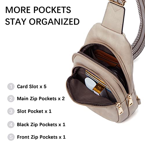 BOSTANTEN Small Sling Bag for Women Leather Crossbody Bags Fanny Pack Chest Bag for Travel, Cloud Grey - Image 5