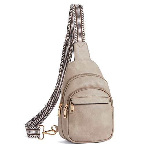 BOSTANTEN Small Sling Bag for Women Leather Crossbody Bags Fanny Pack Chest Bag for Travel, Cloud Grey - Image 1