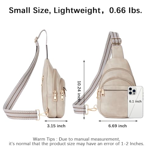 BOSTANTEN Small Sling Bag for Women Leather Crossbody Bags Fanny Pack Chest Bag for Travel, Cloud Grey - Image 4