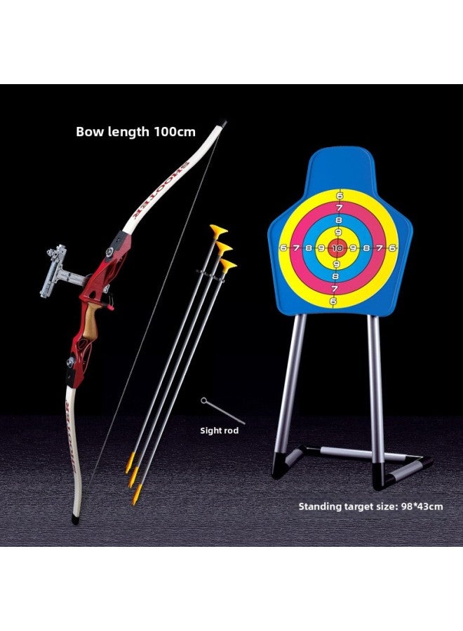 Children's Sucker Bow Crossbow Parent-child Outdoor Competitive Scenic Spot Park Archery Shooting Recurve Bow Arrow Toy Set Stall-Color:Small Blue Bow +3 Arrows + Vertical Target + Quiver Finger Sleeve (e-commerce Box) - Image 3