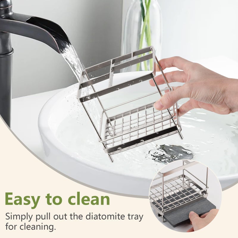 Heagoale Stainless Steel Toothbrush Holders for Bathrooms, 5 Slots Kids Electric Tooth Brush and Toothpaste Organizer for Countertop, Shower, Vanity, Sliver - Image 4