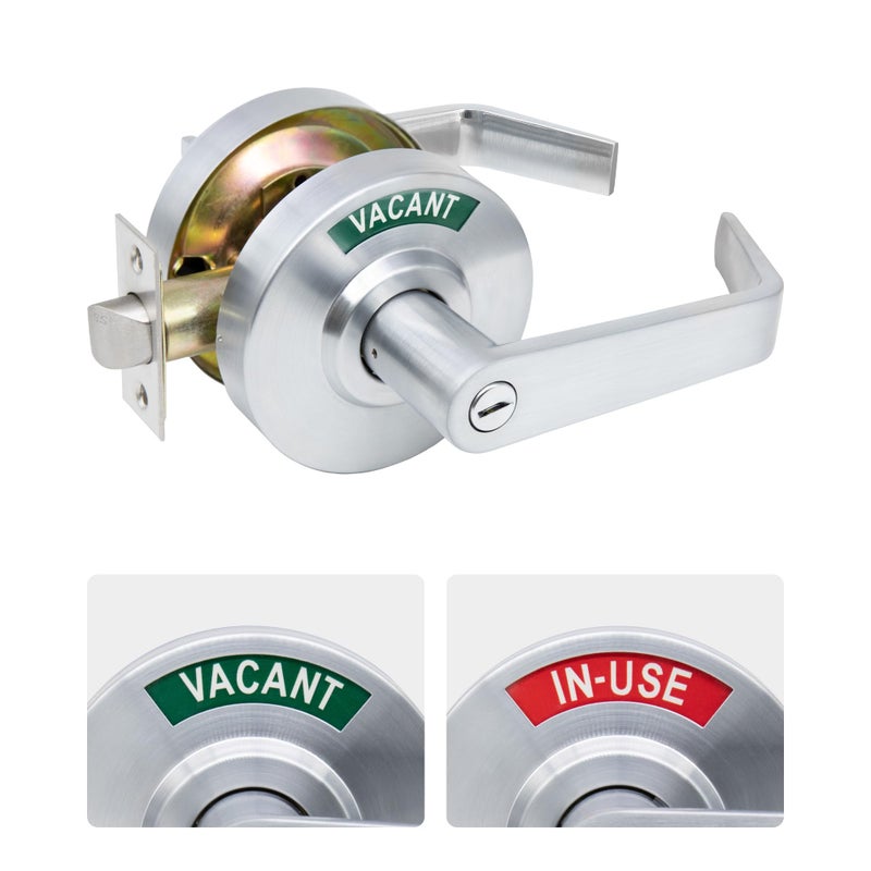 Marie Commercial Door Handle For Bathroom Privacy Vacant Occupied & Commercial Restroom Lock Durable Restroom Door Handle With In-Use & Vacant Large Indicator (Sliver) - Image 1