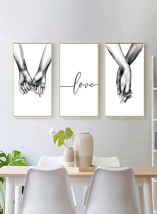 Kiddale Love and Hand in Hand Wall Art Canvas Print Poster,Simple Fashion Black and White Sketch Art Line Drawing Decor for Home Living Room Bedroom Office(Set of 3 Unframed, 16x20 inches) - Image 2