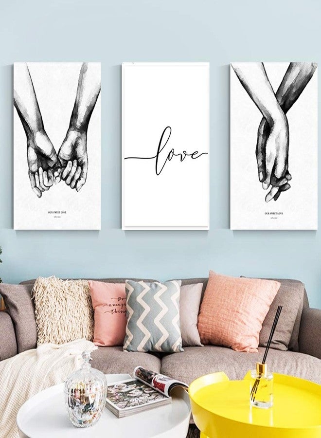 Kiddale Love and Hand in Hand Wall Art Canvas Print Poster,Simple Fashion Black and White Sketch Art Line Drawing Decor for Home Living Room Bedroom Office(Set of 3 Unframed, 16x20 inches) - Image 5