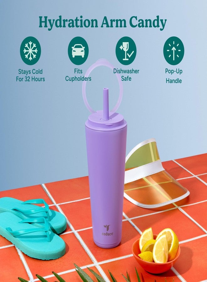 REDUCE Halo 32 oz Stainless Steel Vacuum Insulated Tumbler - Spill Proof Travel Mug with Flip Handle Lid - Keeps Drinks Cold for 32 Hrs - Dishwasher Safe - Cupholder Friendly - Purple Punch - Image 2