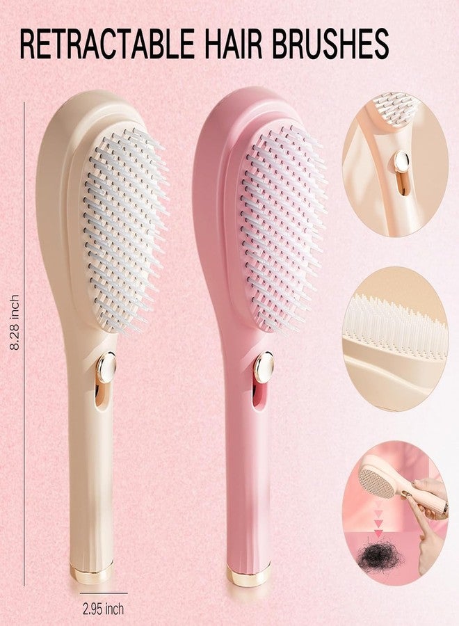 La Rostro Self Cleaning Hair Brush, 2-in-1 Design, Pink - Image 3