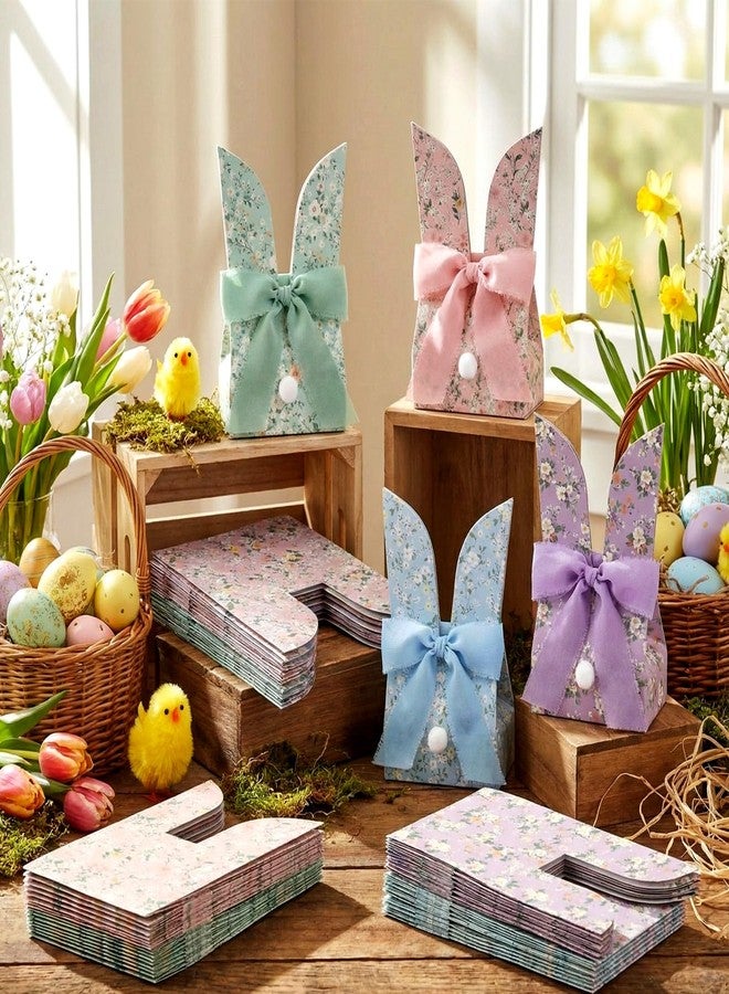 Resurhang 36 Set Easter Bunny Gift Bags Flowers Bunnies Birthday Treat Bags Cute Candy Goodie Rabbit Party Favors Supplies Crafts for Birthday Wedding Spring Party Favor - Image 4