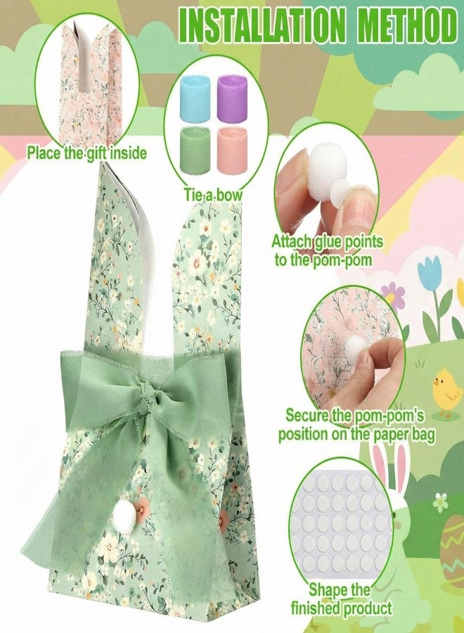 Resurhang 36 Set Easter Bunny Gift Bags Flowers Bunnies Birthday Treat Bags Cute Candy Goodie Rabbit Party Favors Supplies Crafts for Birthday Wedding Spring Party Favor - Image 3