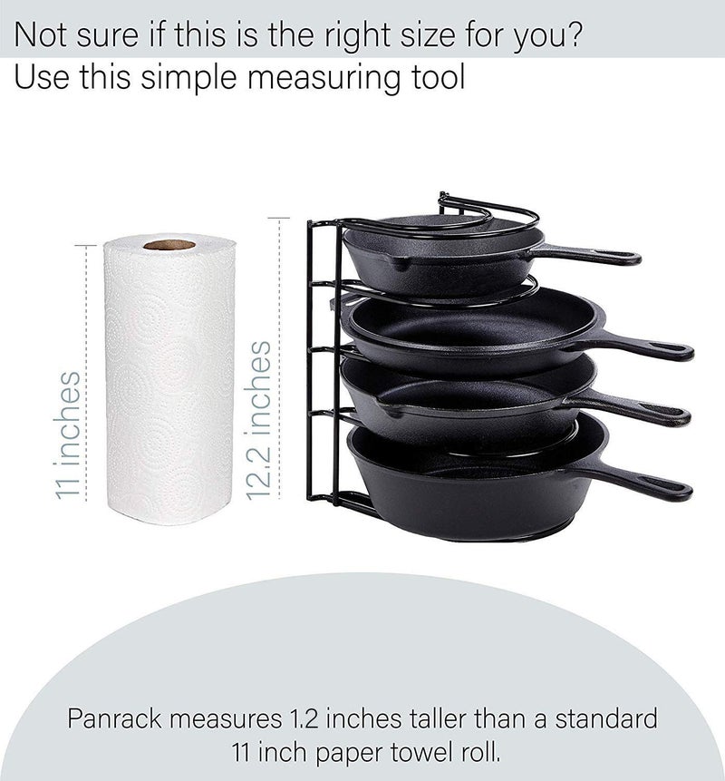 Cuisinel Heavy Duty Pots and Pans Organizer Rack - 12.2"-Inch Tall - 5 Tier Rack - Holds 50 LB - Cast Iron Skillets, Griddles, Shallow Cookware - Space Saving Kitchen Storage - No Assembly Required - Image 5
