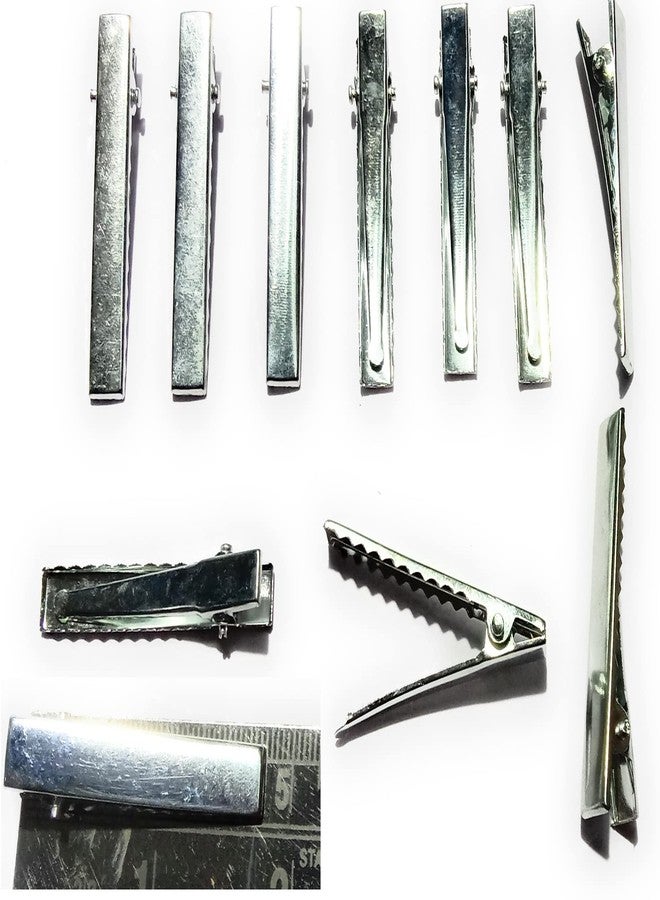 Delicate combo of 50 Pieces 4.5 cm silver COLOUR and 30 unit 7.5 cm long Flat Metal Single Prong Alligator DIY Bow Hair Clips - Image 4