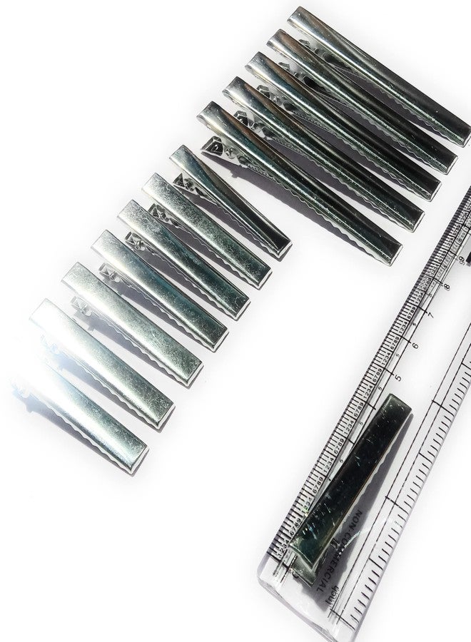 Delicate combo of 50 Pieces 4.5 cm silver COLOUR and 30 unit 7.5 cm long Flat Metal Single Prong Alligator DIY Bow Hair Clips - Image 1