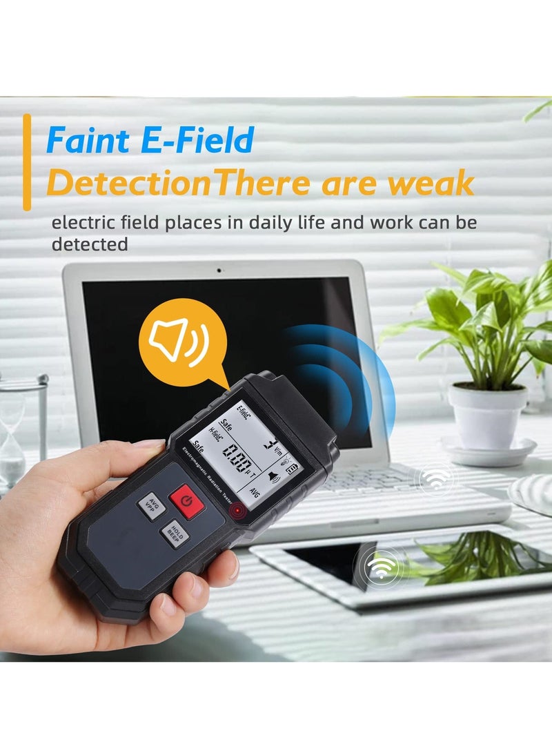 EMF Meter, Portable Digital Radiation Detector, Handheld EMF Detector for Home/Outdoor, Electric/Magnetic Field/Ghost Detector - LED Light & Sound Alarm Black (1-1999V/m, 0.01-99.99μT) - Image 5