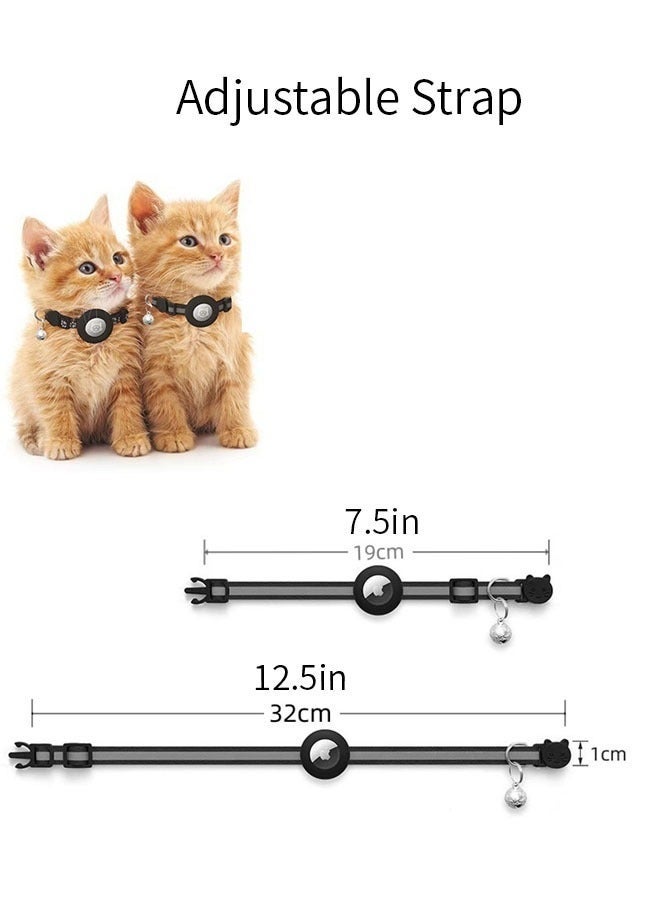 Cat Collar Breakaway for Dogs Cats, Reflective Kitten Collar with Apple Air Tag Holder and Bell, 0.4 Inches in Width and Lightweight (Black) - Image 5