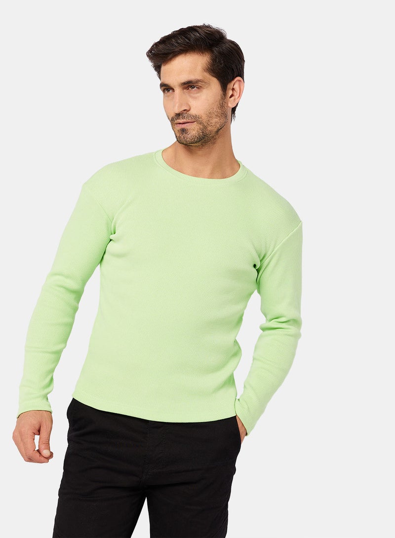 Ribbed Crew Neck Pullover