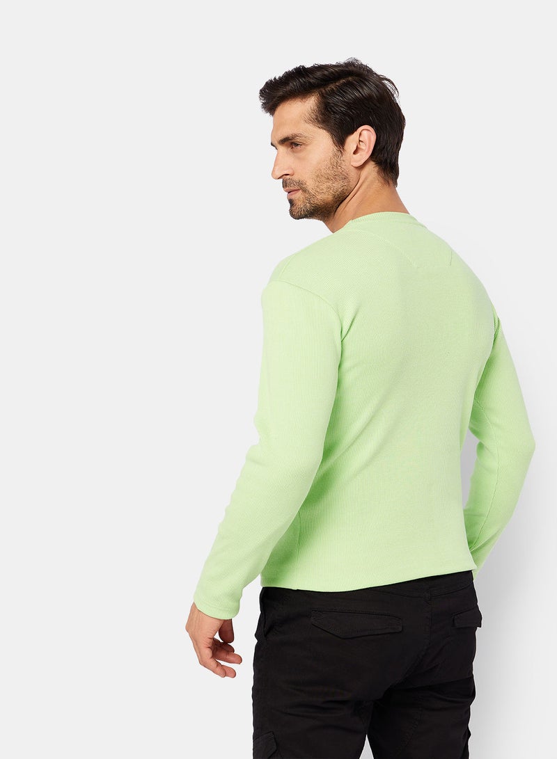 Ribbed Crew Neck Pullover