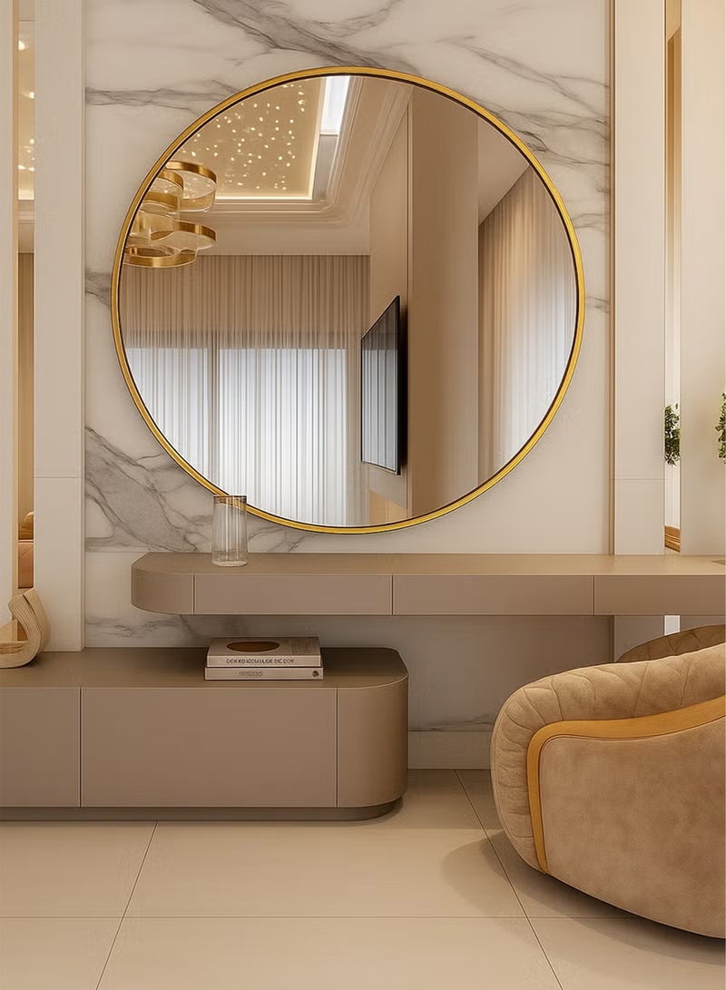 Taimi Elegant Design 70cm Vanity Mirror - Gold Metal Frame Makeup Mirror - Its exquisite design is suitable for dressing room, living room, bedroom and decoration - Image 1