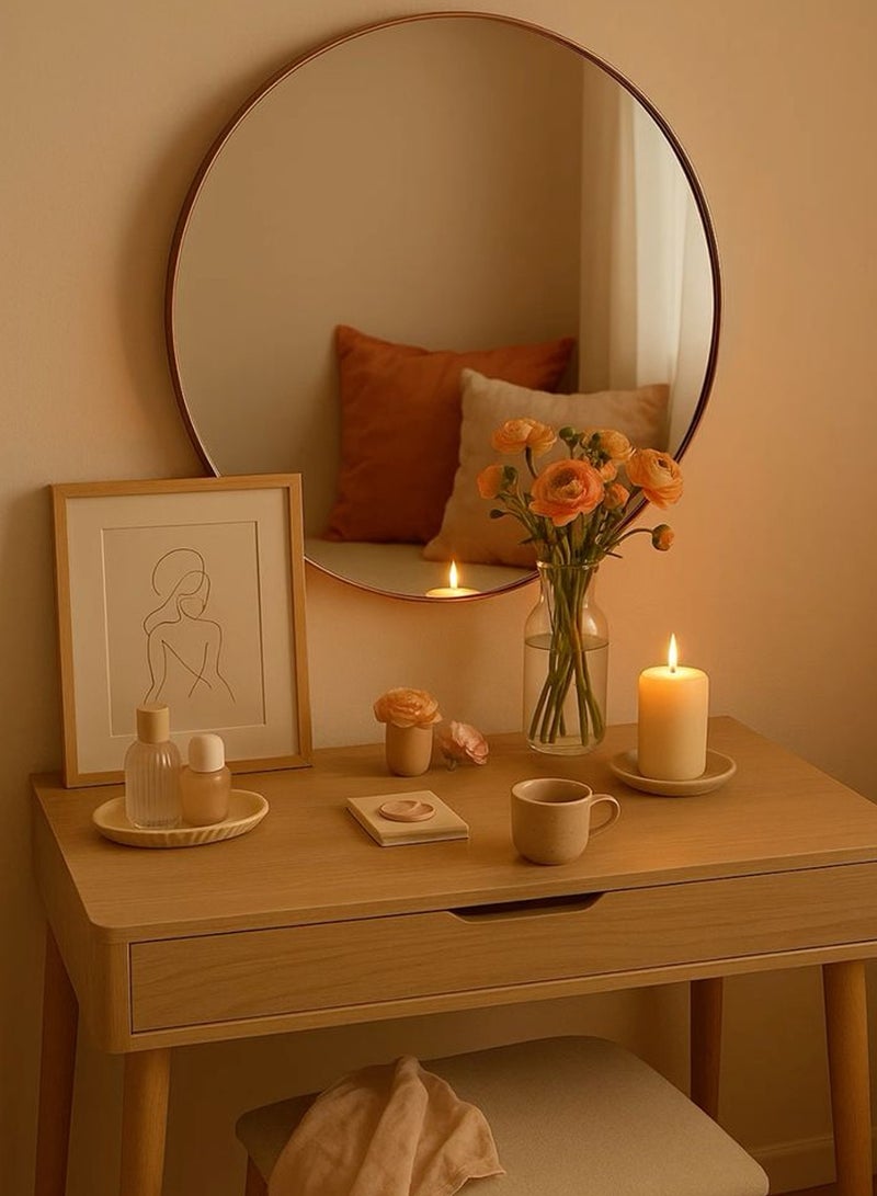 Taimi Elegant Design 70cm Vanity Mirror - Gold Metal Frame Makeup Mirror - Its exquisite design is suitable for dressing room, living room, bedroom and decoration - Image 4